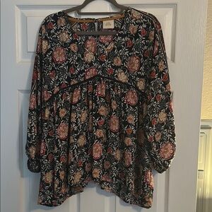 Navy Floral Blouse